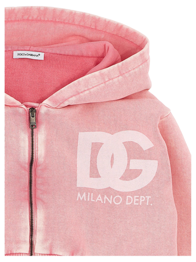Shop Dolce & Gabbana Logo Print Hoodie In Pink