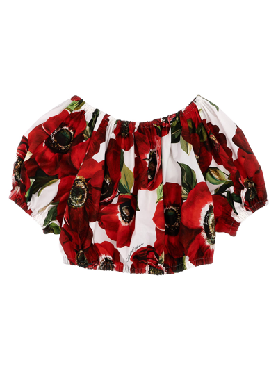 Shop Dolce & Gabbana Poppy Print Top In Multicolor