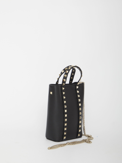 Shop Valentino Rockstud Chain Mini Tote Bag In Black