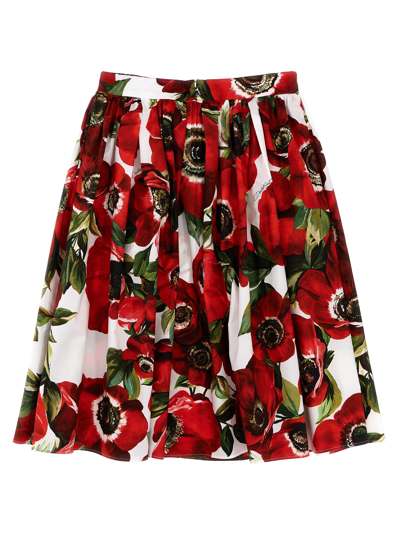 Shop Dolce & Gabbana Poppy Print Skirt In Multicolor
