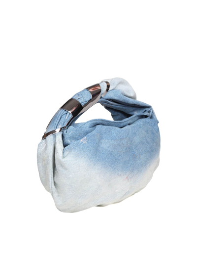 Shop Diesel Shoulder Bag In Metallic Denim Fabric In Light Blue
