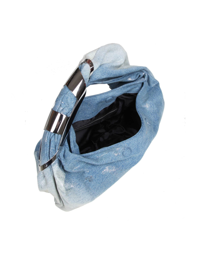 Shop Diesel Shoulder Bag In Metallic Denim Fabric In Light Blue