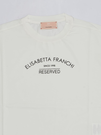 Shop Elisabetta Franchi T-shirt Oversize T-shirt In Avorio-nero