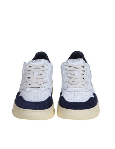 Shop Autry Medalist Sneakers In White And Blue Leather In White/blu