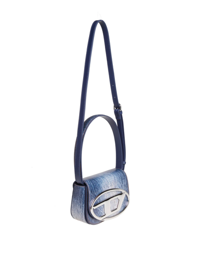 Shop Diesel 1dr Shoulder Bag In Jeans Color Leathe In Light Blue