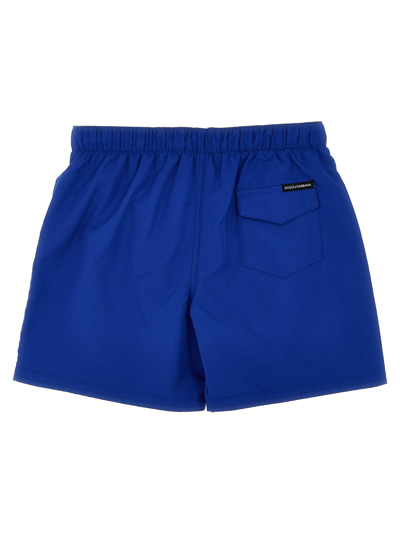 Shop Dolce & Gabbana Logo Print Swim Shorts In Blue