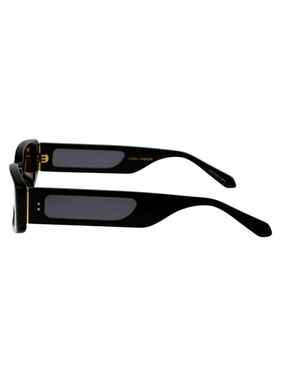 Shop Linda Farrow Talita Sunglasses In Black/yellowgold/grey