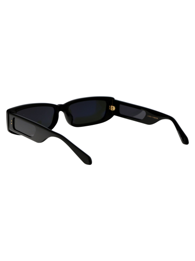 Shop Linda Farrow Talita Sunglasses In Black/yellowgold/grey