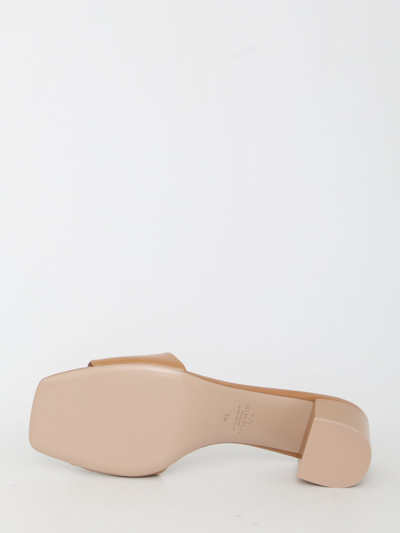 Shop Valentino Slide Vlogo Signature Sandals In Brown