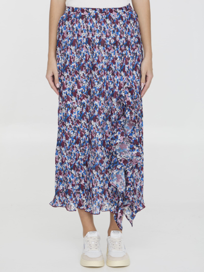 Shop Ganni Georgette Midi Skirt In Multicolor