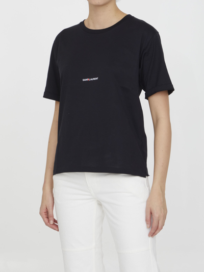 Shop Saint Laurent Cotton T-shirt In Black