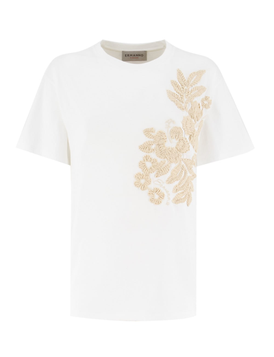 Shop Ermanno Firenze T-shirt In White/sand Desert