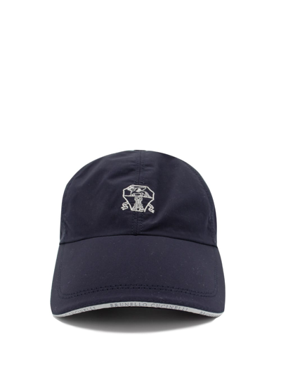 Shop Brunello Cucinelli Hat In Blu_panama