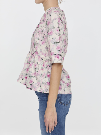 Shop Ganni Peplum Blouse In Pink