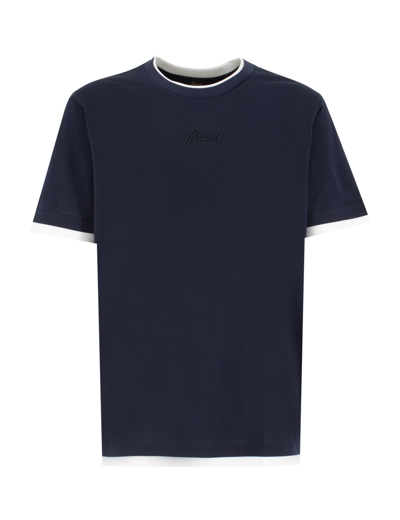 Shop Brioni T-shirt In Navy_white