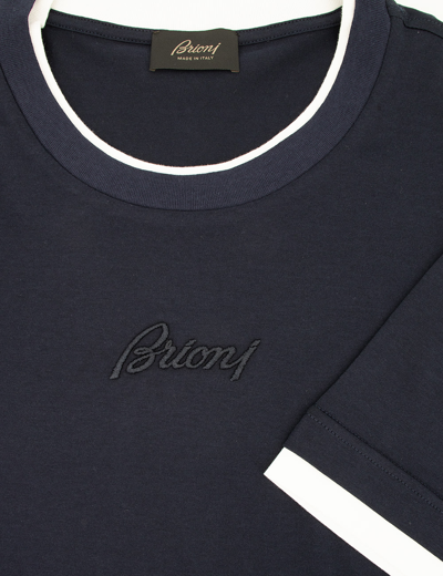 Shop Brioni T-shirt In Navy_white