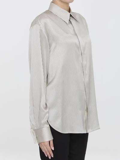 Shop Saint Laurent Silk Satin Shirt In Grey