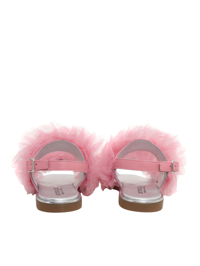 Shop Monnalisa Girls Sandals With Tulle In Pink