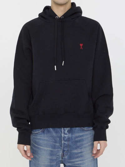 Shop Ami Alexandre Mattiussi Ami De Coeur Hoodie In Black