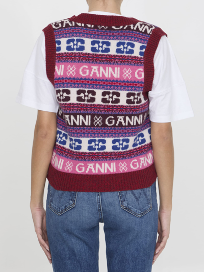 Shop Ganni Wool Vest In Multicolor
