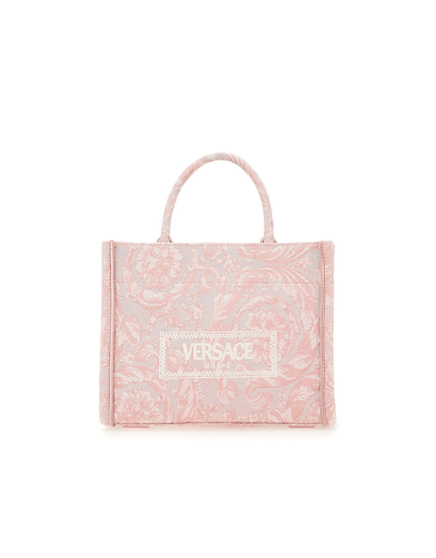 Shop Versace Designer Handbags Shopper Bag "athena" Small In Pink