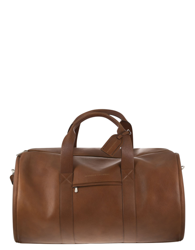 Shop Brunello Cucinelli Designer Men's Bags Leather Active Bag In Brown