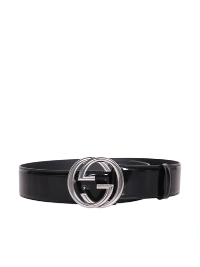 Shop Gucci Interlocking Gg Buckle Belt In Black