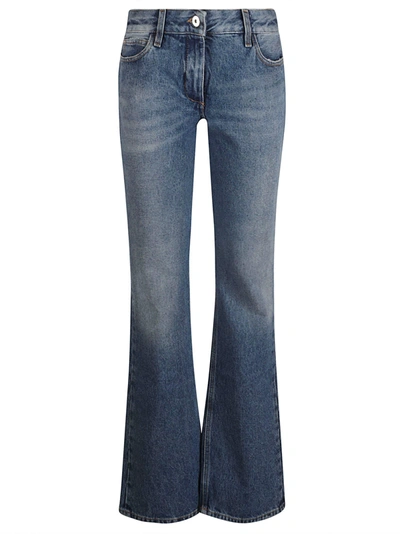 Shop Off-white Slim Flared Trousers In Blue