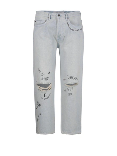Shop Golden Goose Distressed Cropped Jeans In Stone Washed
