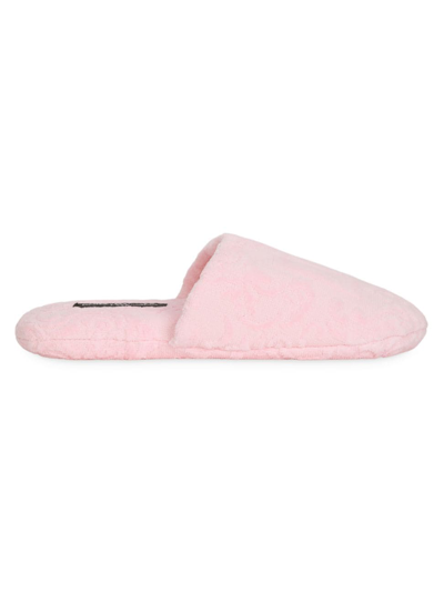 Shop Dolce & Gabbana Women's Crosswise Dg Logo Jacquard Slippers In Pink