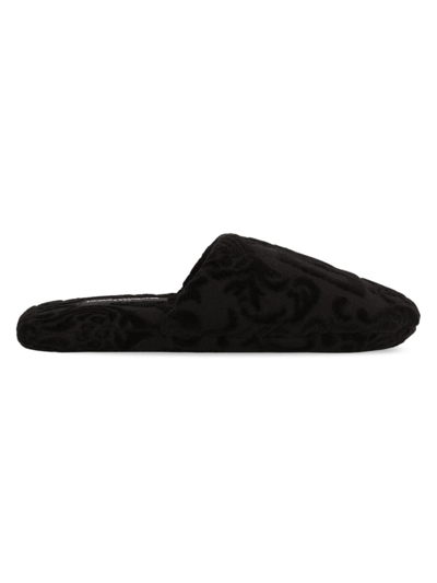 Shop Dolce & Gabbana Women's Crosswise Dg Logo Jacquard Slippers In Black