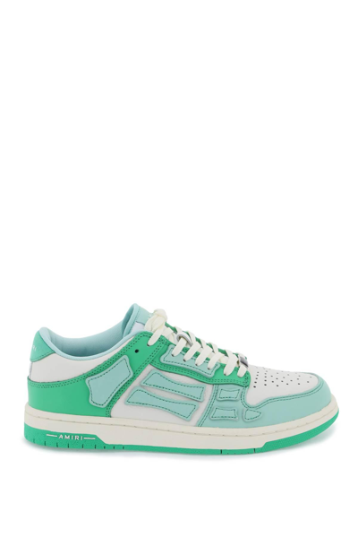 Shop Amiri Skel Top Low Sneakers In White,green,light Blue
