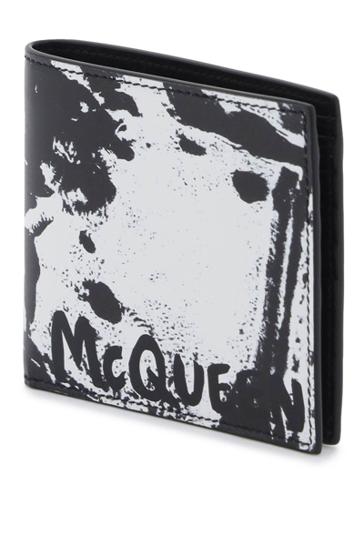 Shop Alexander Mcqueen Graffiti Bi-fold Wallet In White,black