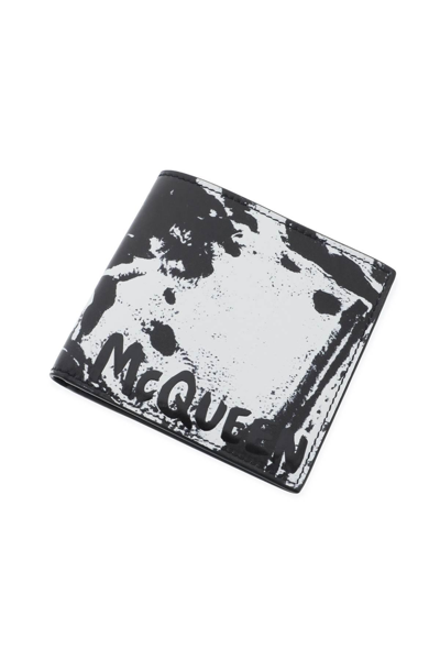 Shop Alexander Mcqueen Graffiti Bi-fold Wallet In White,black