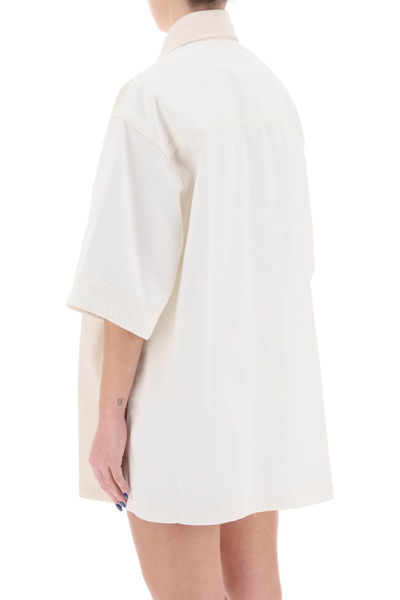 Shop Stella Mccartney Short-sleeved Denim Shirt In White,neutro
