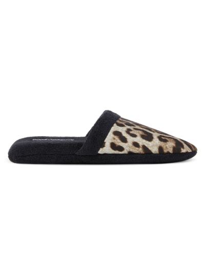 Shop Dolce & Gabbana Women's Leopard Slippers In Black Multi