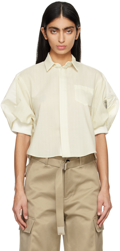 Shop Sacai Off-white Stripe Shirt In 151 Off White