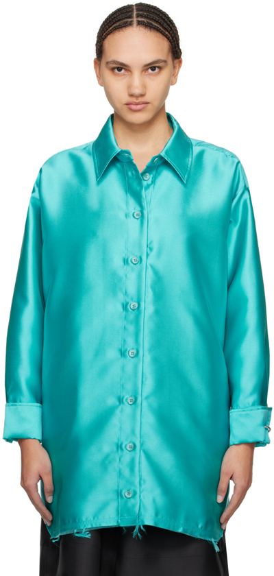 Shop Marques' Almeida Blue Oversized Shirt In Turquoise