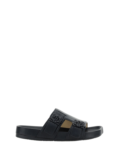 Shop Loewe Ease Sandals In Black
