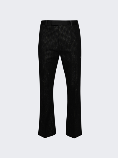 Shop Amiri Pinstripe Flare Trousers In Black