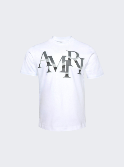 Shop Amiri Staggered Chrome Tee In White