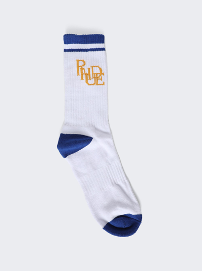 Shop Rhude Scribble Logo Sock In Midnight Blue