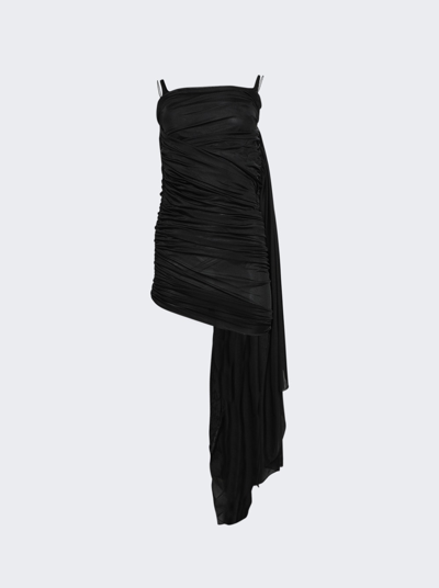 Shop Mugler Ruched Mini Dress In Black
