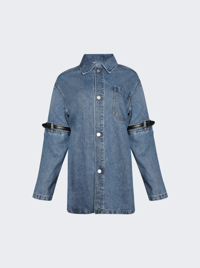 Shop Coperni Oversize Jacket In Washed Blue
