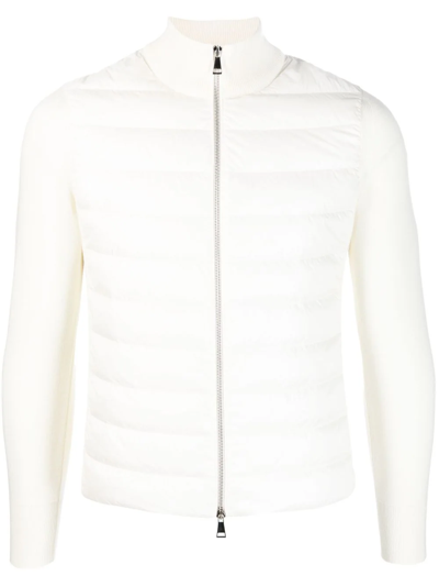 Shop Moncler Cardigan Imbottito In Lana In White