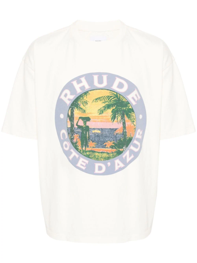 Shop Rhude Lago T-shirt In White