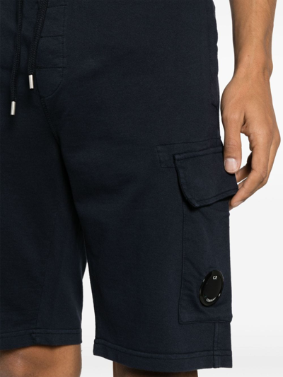 Shop C.p. Company Light Fleece Shorts In Blue