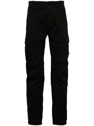 Shop C.p. Company Stretch Sateen Ergonomic Lens Cargo Pants In Black