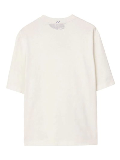 Shop Burberry T-shirt In Cotone Con Ekd In White