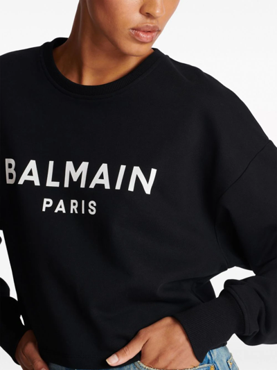Shop Balmain Felpa Con Logo In Black